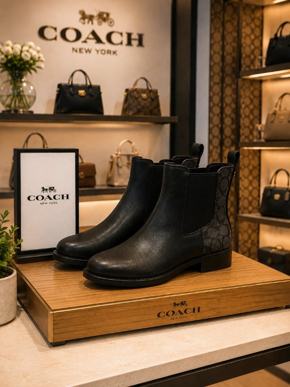 Coach Meredith Bootie in Signature Leather Print - Size 7.5B - Like new!
